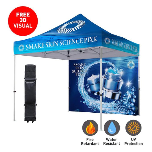 Custom 10x10 Trade Show Booth Kit • Tent + Printed Back Wall Bundle