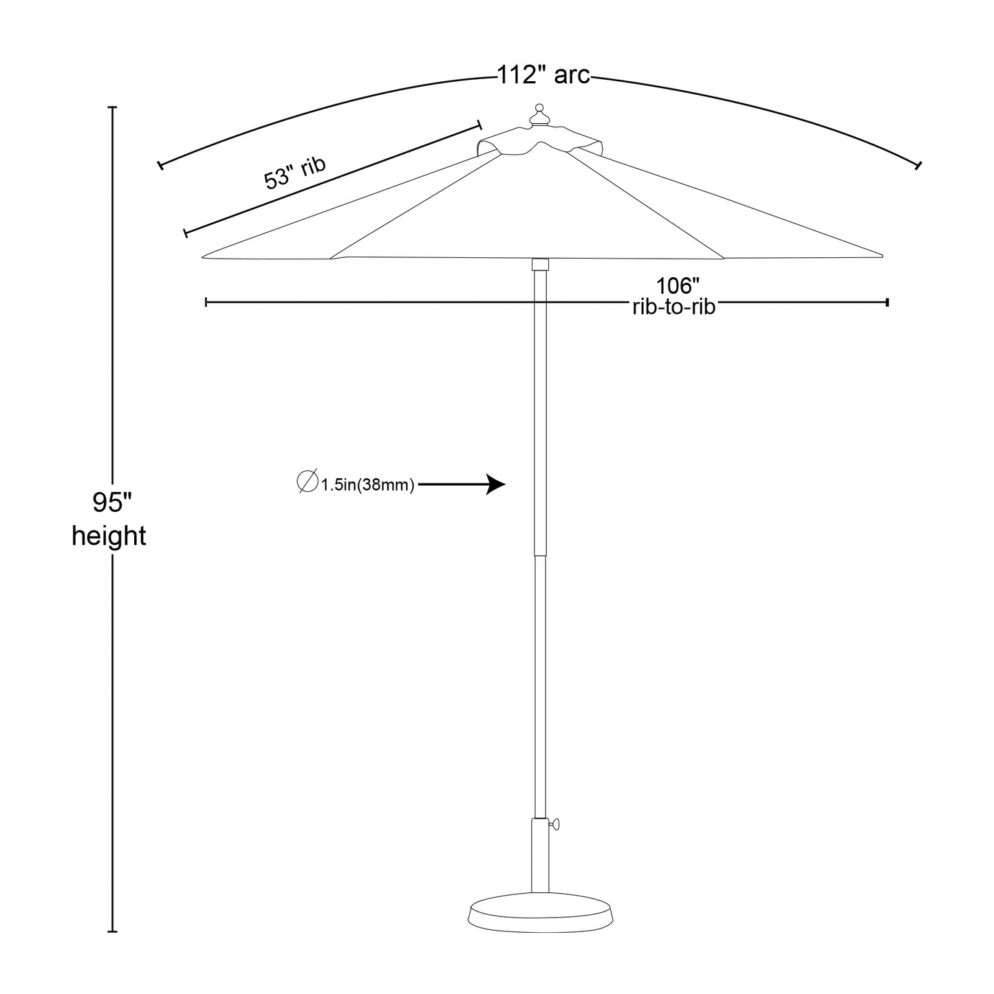 9' Heavy Duty Commercial 8 Panel Market Umbrella w/ Aluminum Pole & Frame