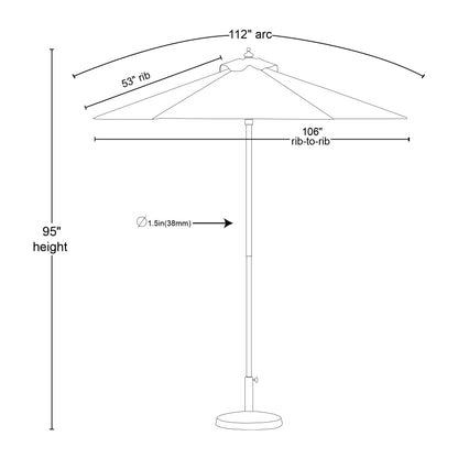 9' Heavy Duty Commercial 8 Panel Market Umbrella w/ Aluminum Pole & Frame