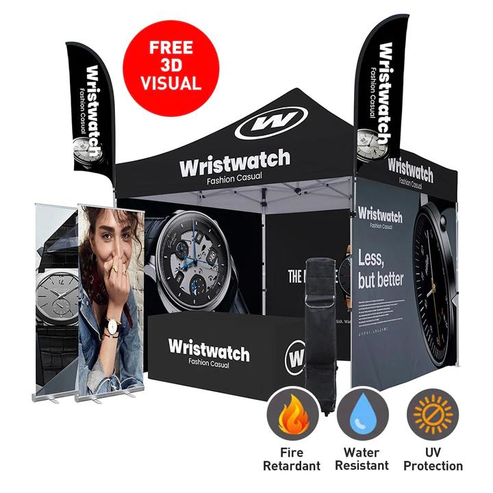 Wristwatch display with promotional elements and branding