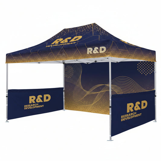 Colorful outdoor tent with  branding