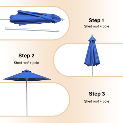 7' Heavy Duty Market Umbrella w/6 Panel Full Color & Aluminum Frame