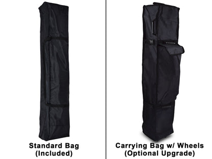 Carry on bag for canopy. Standard black bag has no wheels. Optional upgrade of carry on black bag with wheels. 